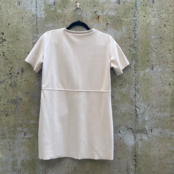 Zara Shift Dress Ecru Faux Suede Chic Mini Women's Size Small - Picture 7 of 14